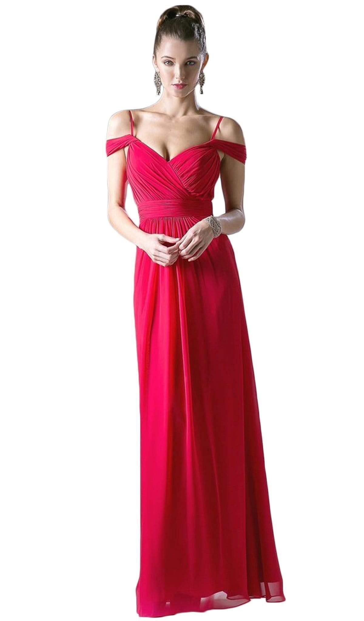 Cinderella Divine - Draping Off-Shoulder Surplice Chiffon Formal Gown - back view