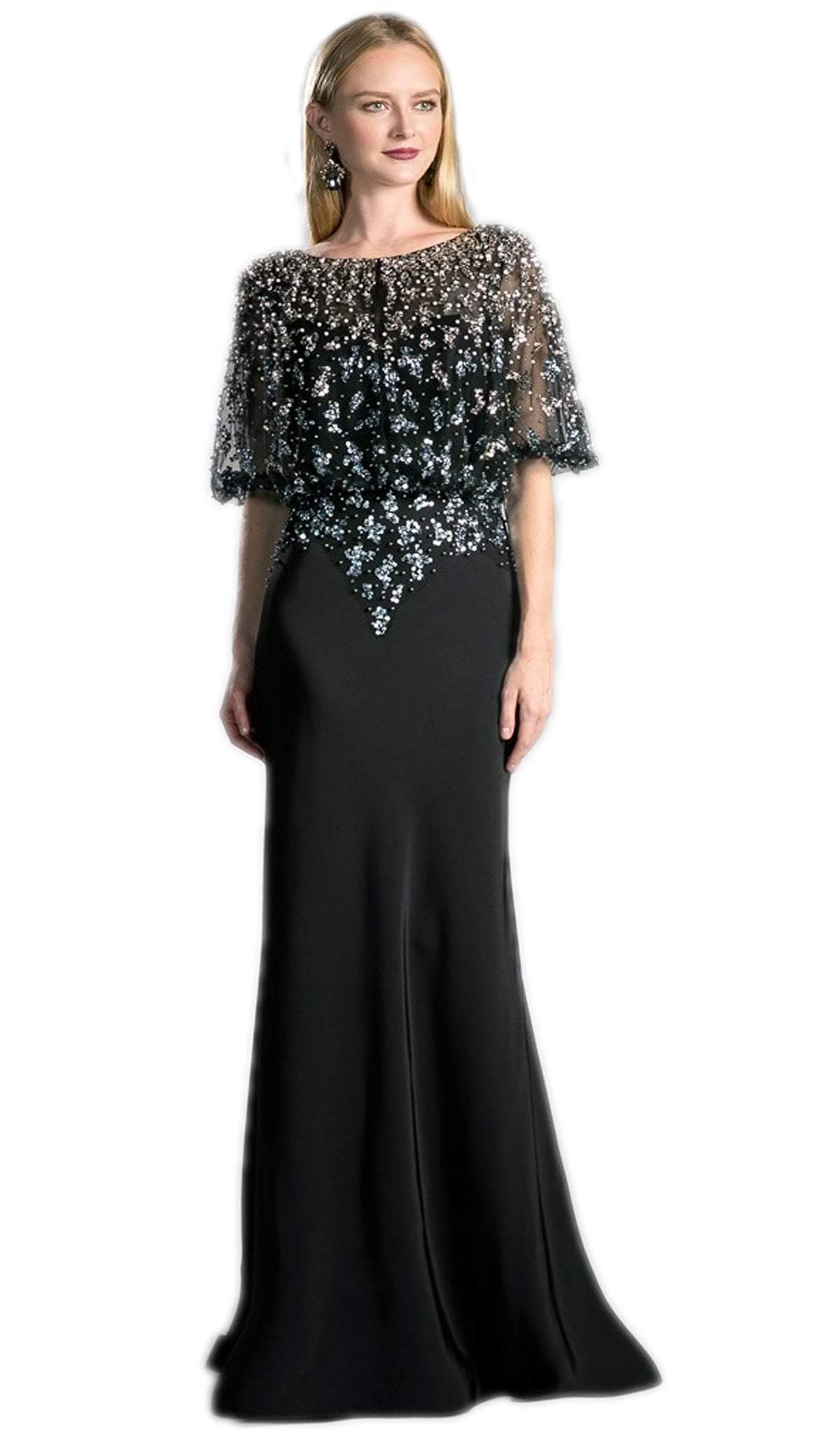 Cinderella Divine - Embellished Bateau Sheath Evening Dress - Silhouette Dresses