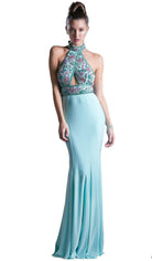Cinderella Divine - Embellished High Halter Evening Dress - back view