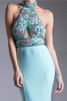 Cinderella Divine - Embellished High Halter Evening Dress - detail view