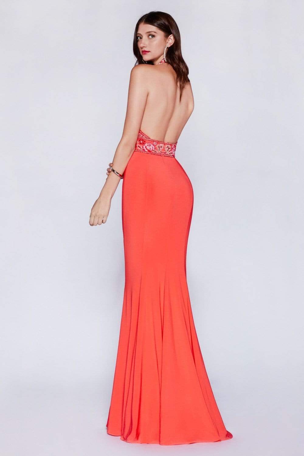 Cinderella Divine - Embellished High Halter Evening Dress - view 4