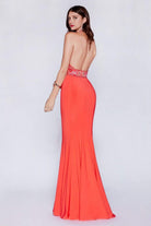 Cinderella Divine - Embellished High Halter Evening Dress - view 4