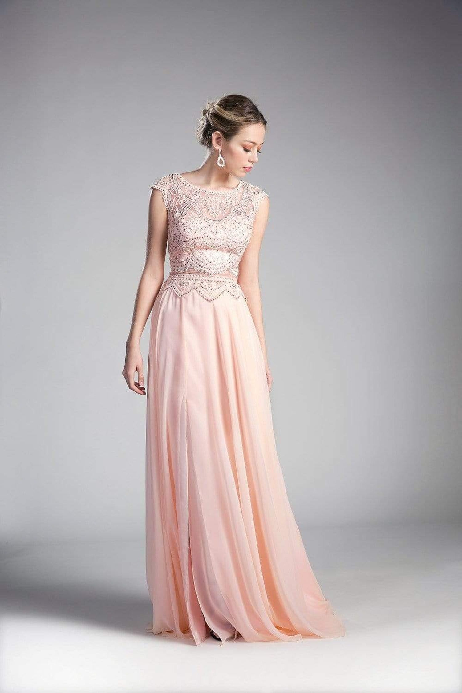 Cinderella Divine - Embellished Illusion Bateau A-line Dress