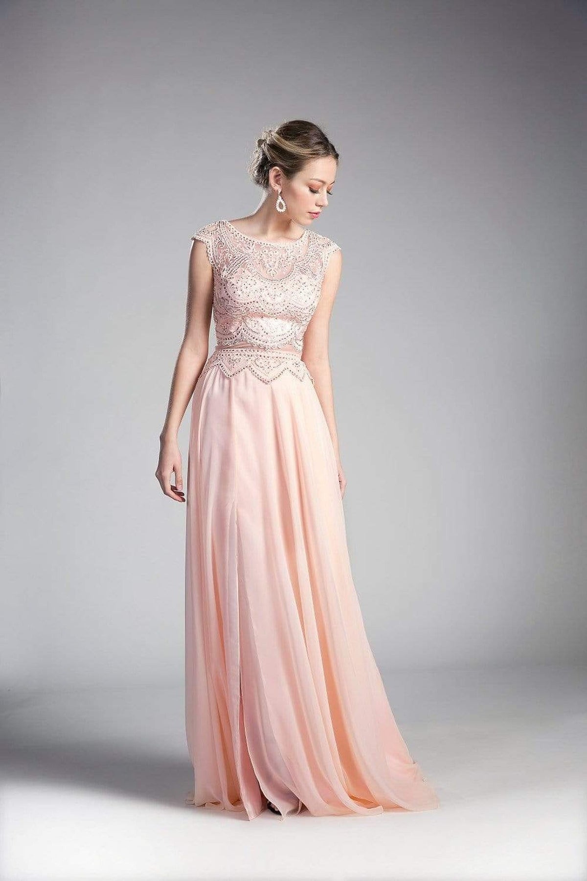 Cinderella Divine - Embellished Illusion Bateau A-line Dress