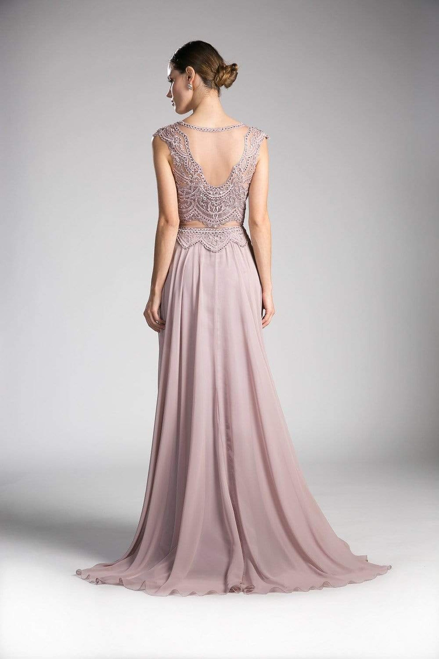 Cinderella Divine - Embellished Illusion Bateau A-line Dress