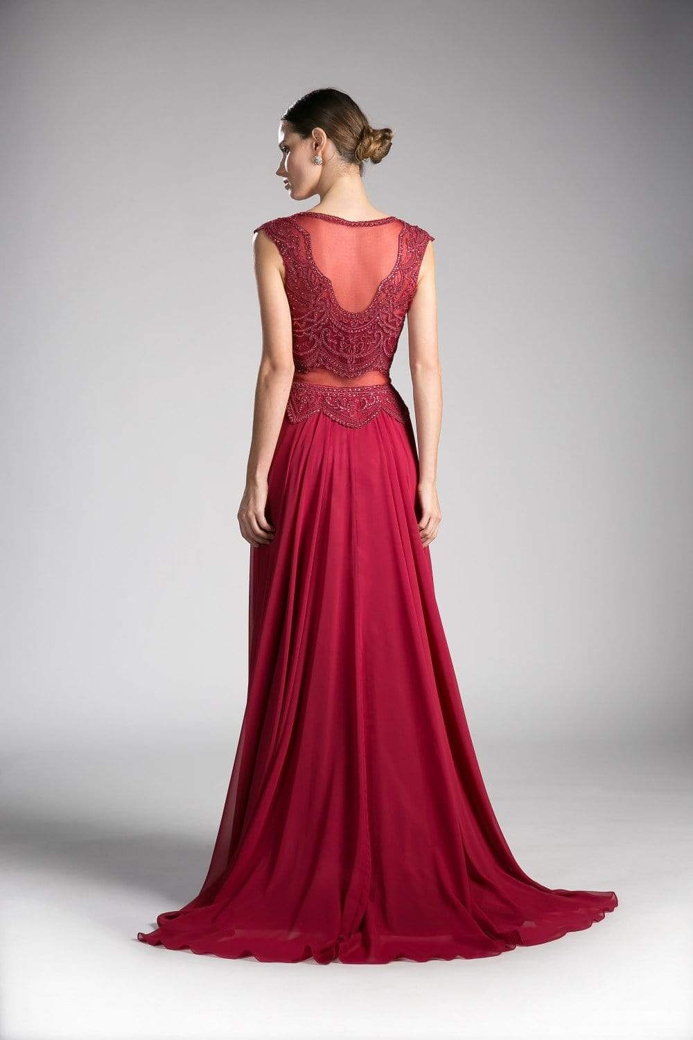Cinderella Divine - Embellished Illusion Bateau A-line Dress - view 5