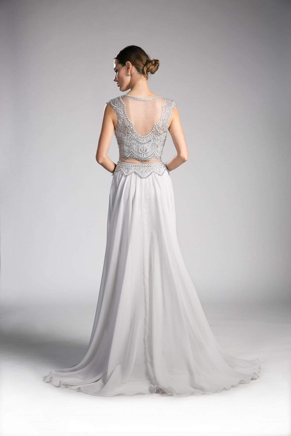 Cinderella Divine - Embellished Illusion Bateau A-line Dress - detail view