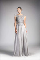 Cinderella Divine - Embellished Illusion Bateau A-line Dress - back view