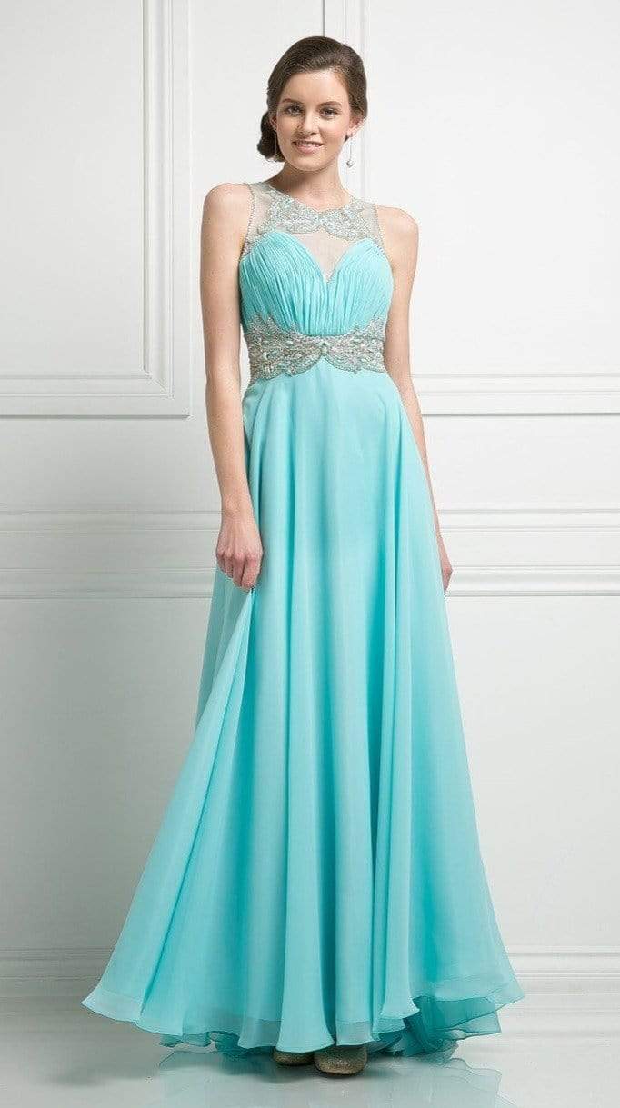 Cinderella Divine - Embellished Illusion Bateau Chiffon A-line Dress - designer bridesmaid dress at Silhouette Dresses