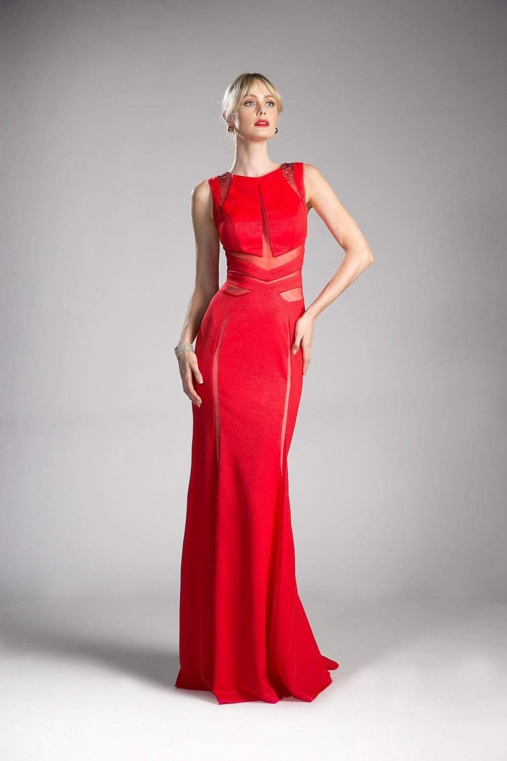 Cinderella Divine - Embellished Jewel Neck Sheath Dress - view 4
