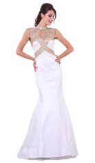 Cinderella Divine - Embellished Sheer High Neck Fitted Evening Gown - designer prom dress at Silhouette Dresses