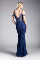 Cinderella Divine - Embellished Strappy V-neck Lace Fitted Dress - view 4
