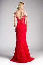 Cinderella Divine - Embellished Strappy V-neck Lace Fitted Dress - view 6