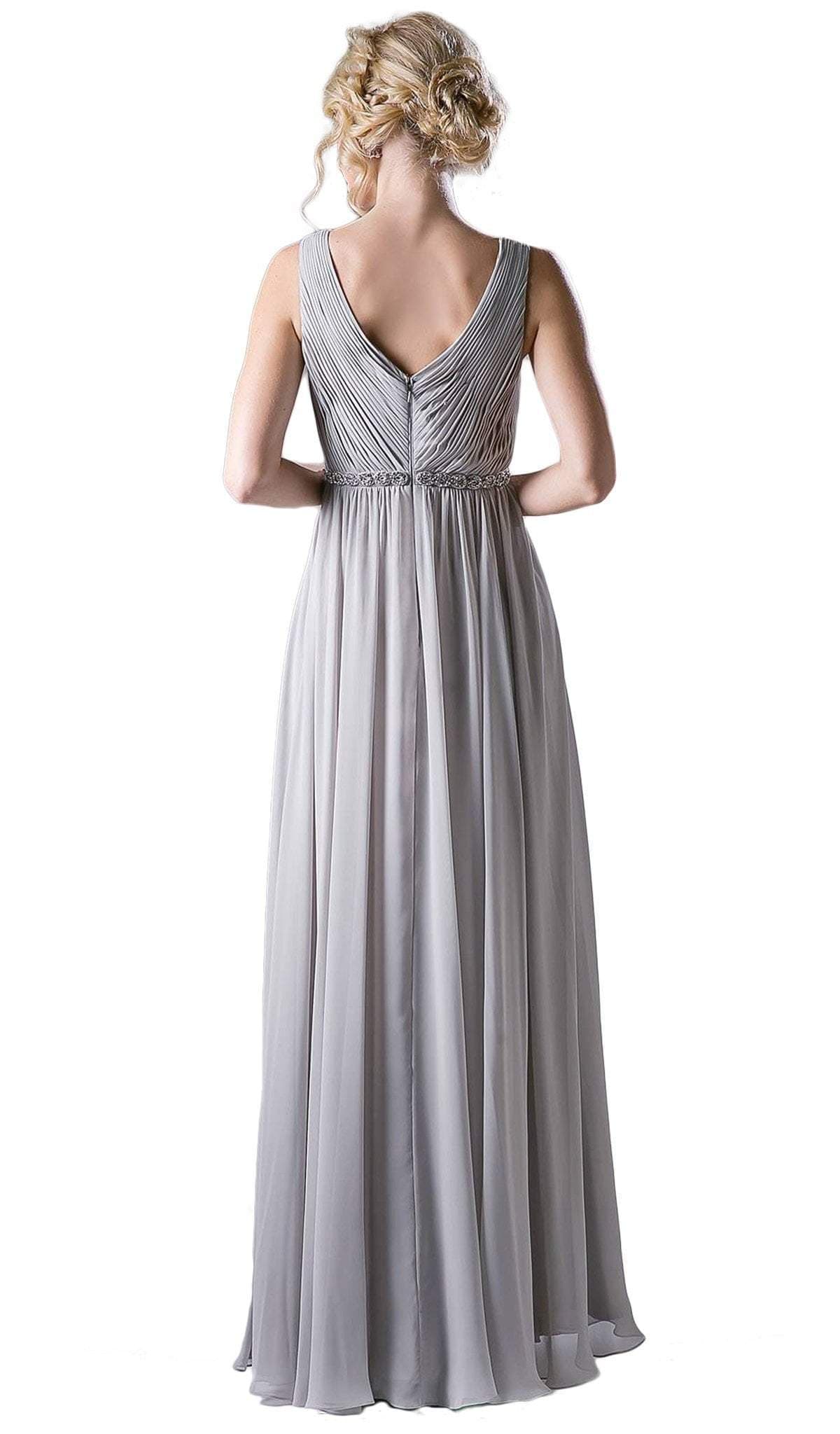 Cinderella Divine - Embellished Surplice Pleated V-neck A-line Dress - view 4