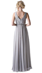 Cinderella Divine - Embellished Surplice Pleated V-neck A-line Dress - view 4