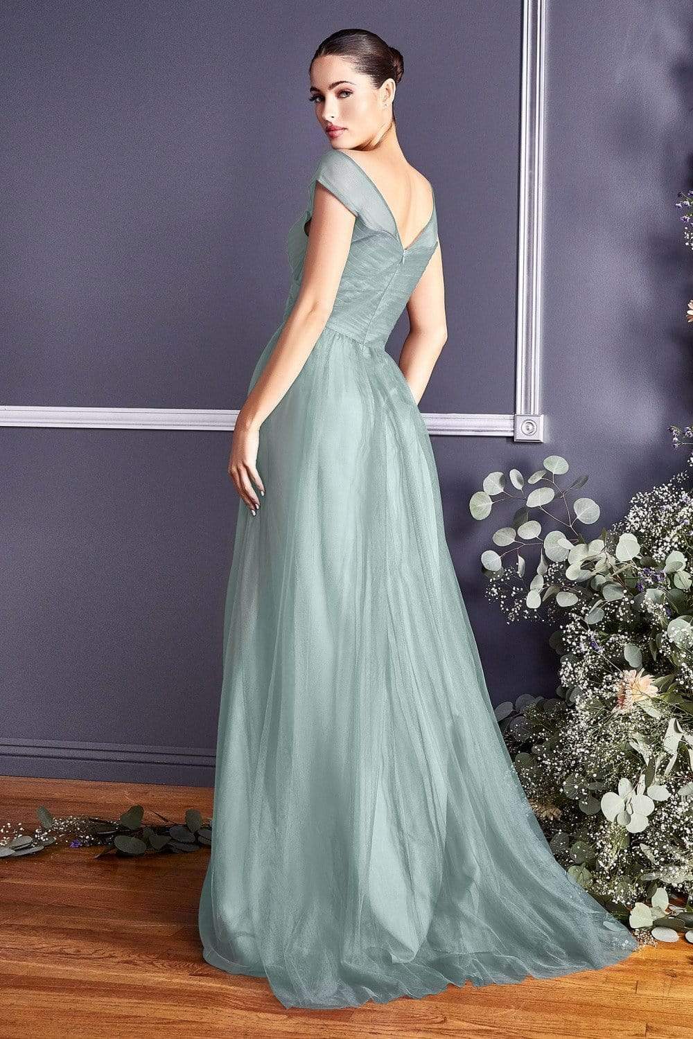 Cinderella Divine - ET320 Sleeveless Pleated Top A-Line Gown - designer bridesmaid dress at Silhouette Dresses