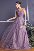 Cinderella Divine - ET320 Sleeveless Pleated Top A-Line Gown - detail view