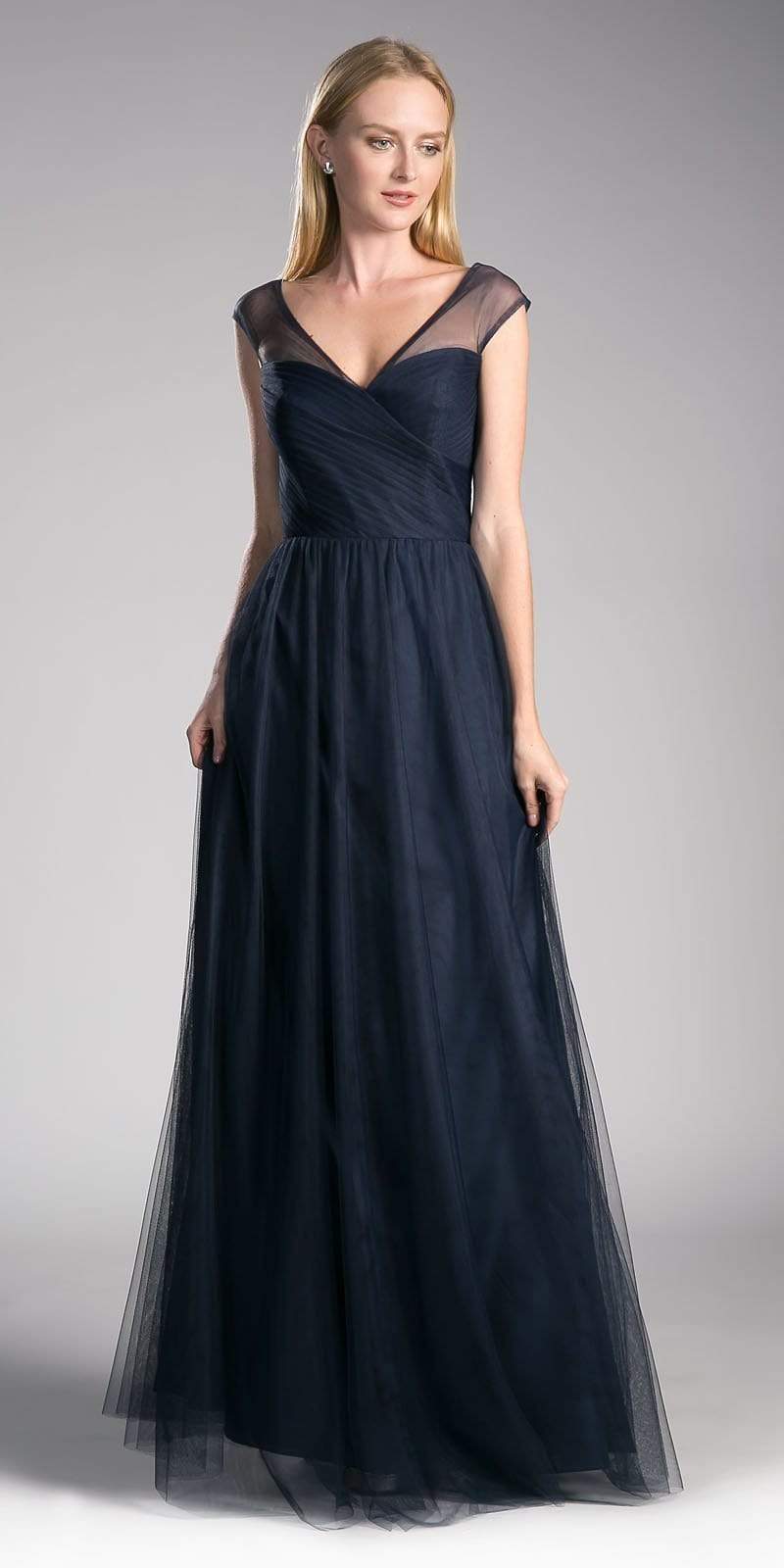 Cinderella Divine - ET320 Sleeveless Pleated Top A-Line Gown - view 5