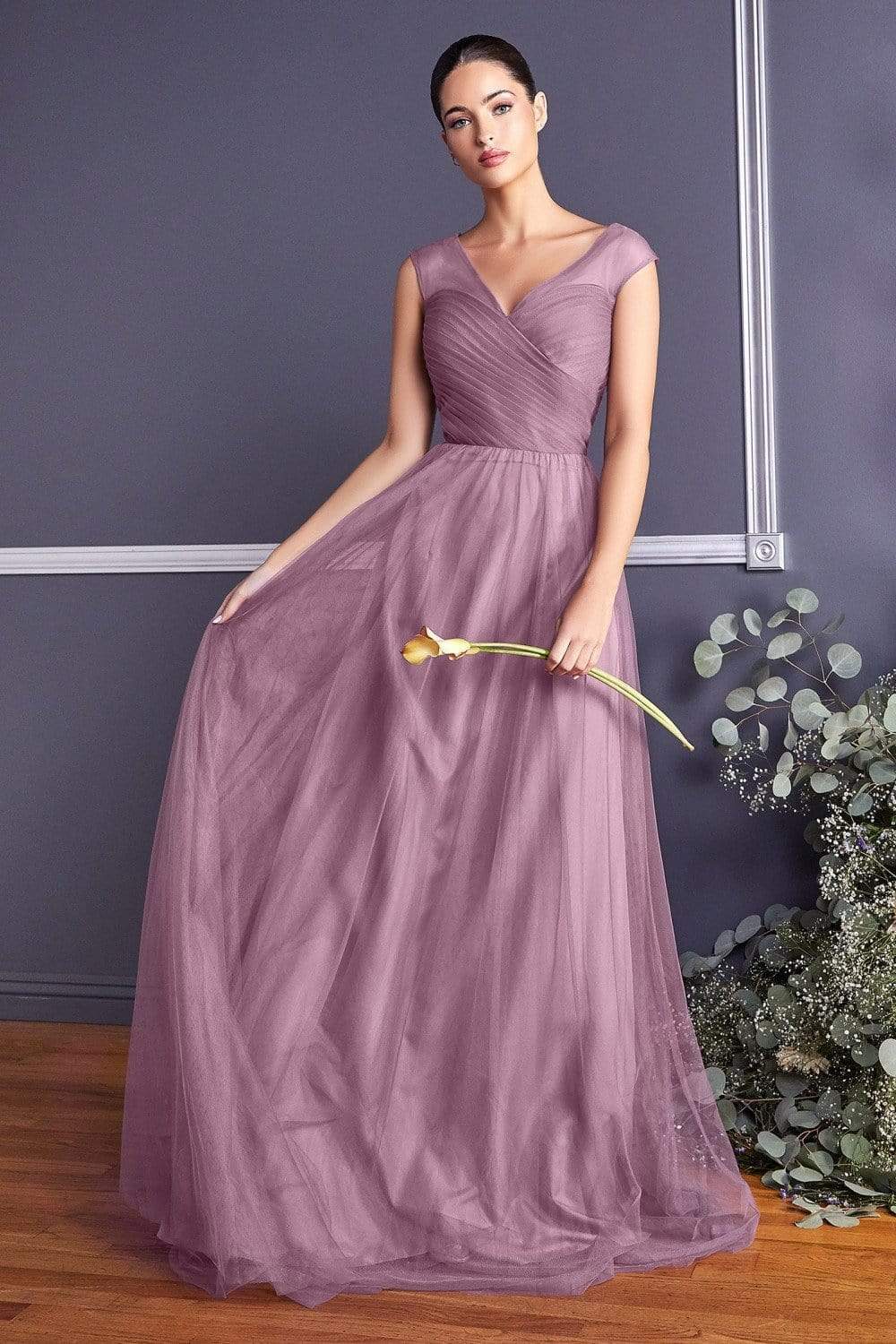Cinderella Divine - ET320 Sleeveless Pleated Top A-Line Gown - back view