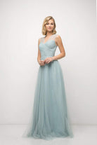 Cinderella Divine - ET320 Sleeveless Pleated Top A-Line Gown - view 7