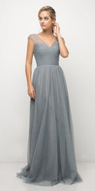 Cinderella Divine - ET320 Sleeveless Pleated Top A-Line Gown - view 6
