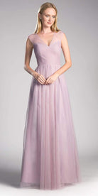 Cinderella Divine - ET320 Sleeveless Pleated Top A-Line Gown - view 4