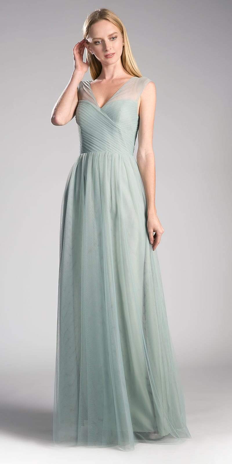 Cinderella Divine - ET320 Sleeveless Pleated Top A-Line Gown - view 8