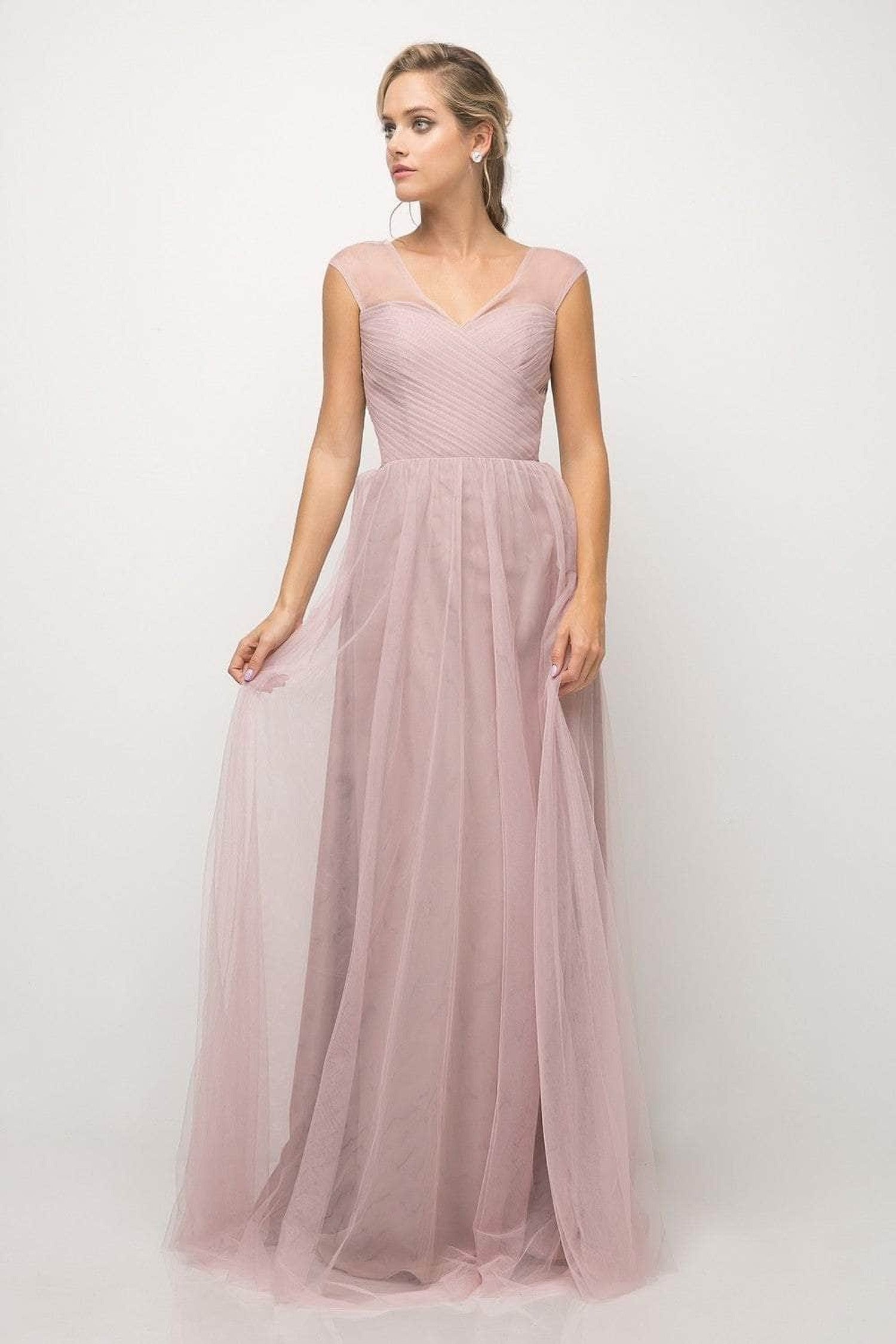 Cinderella Divine - ET320 Sleeveless Pleated Top Tulle A Line Gown