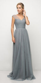 Ladivine ET320 - Pleated Top A-Line Gown