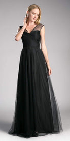 Ladivine ET320 - Pleated Top A-Line Gown