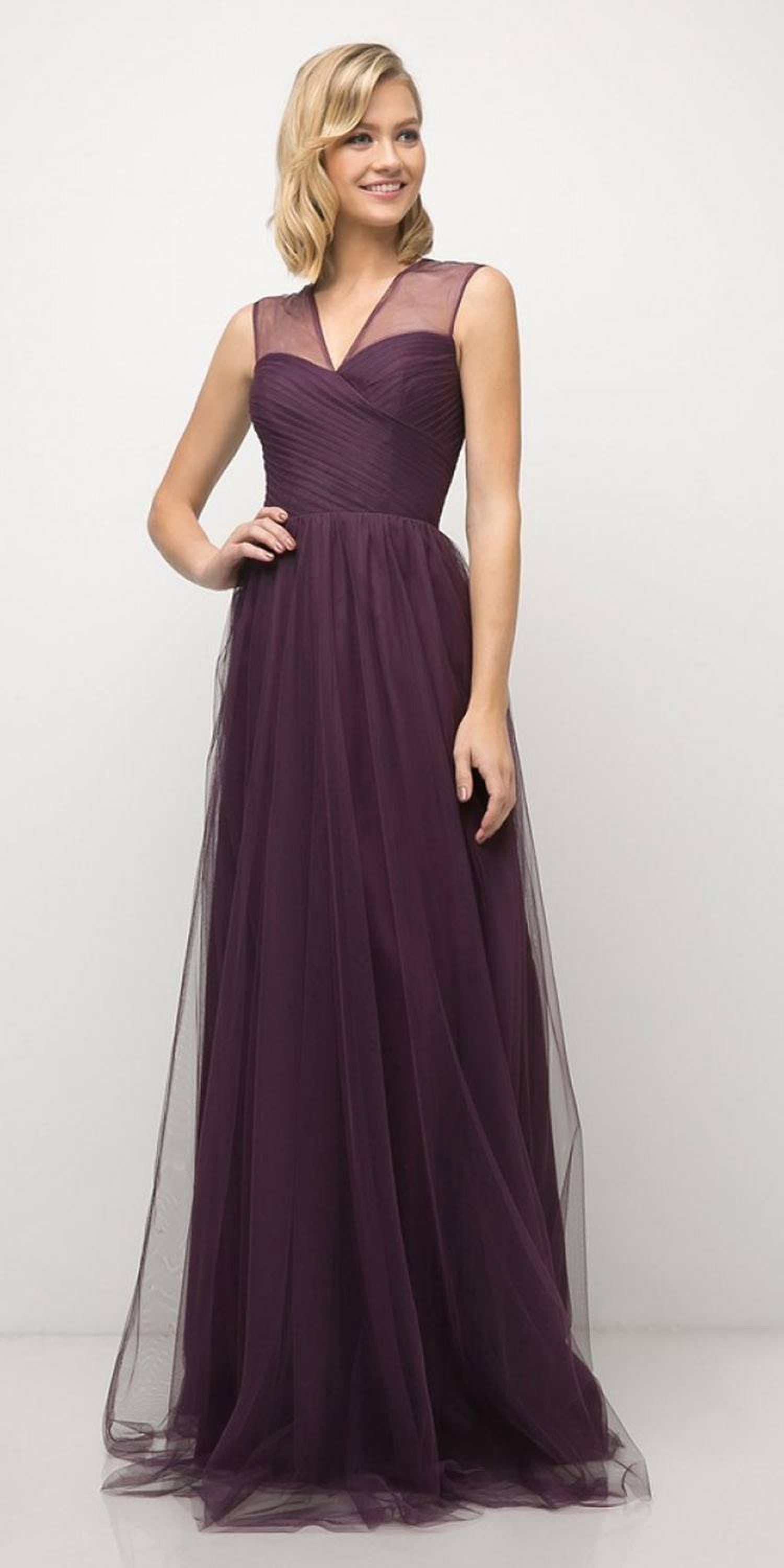 Ladivine ET320 - Pleated Top A-Line Gown