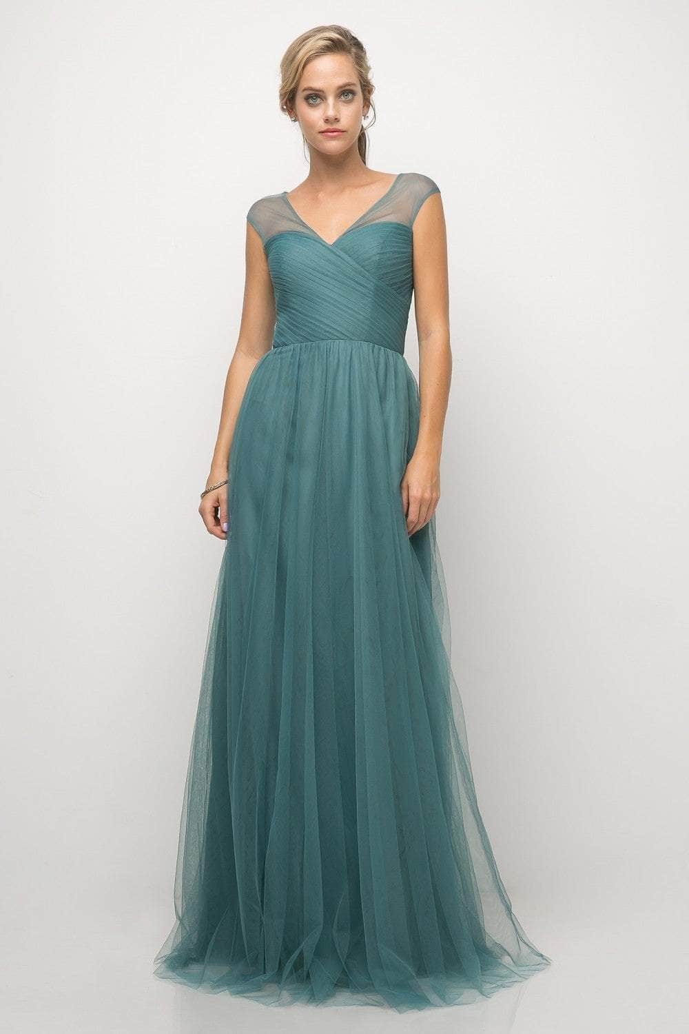 Cinderella Divine - ET320 Sleeveless Pleated Tulle A Line Gown - back view
