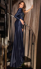 Cinderella Divine F2303 - Bead Embroidered Asymmetric Sheath Dress