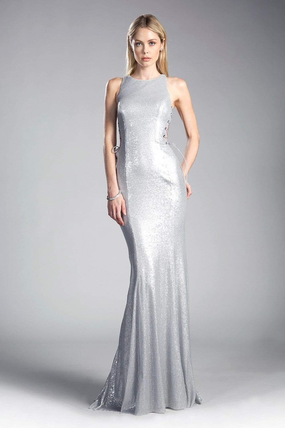 Cinderella Divine - Fitted Side Laced Up Evening Dress - back view