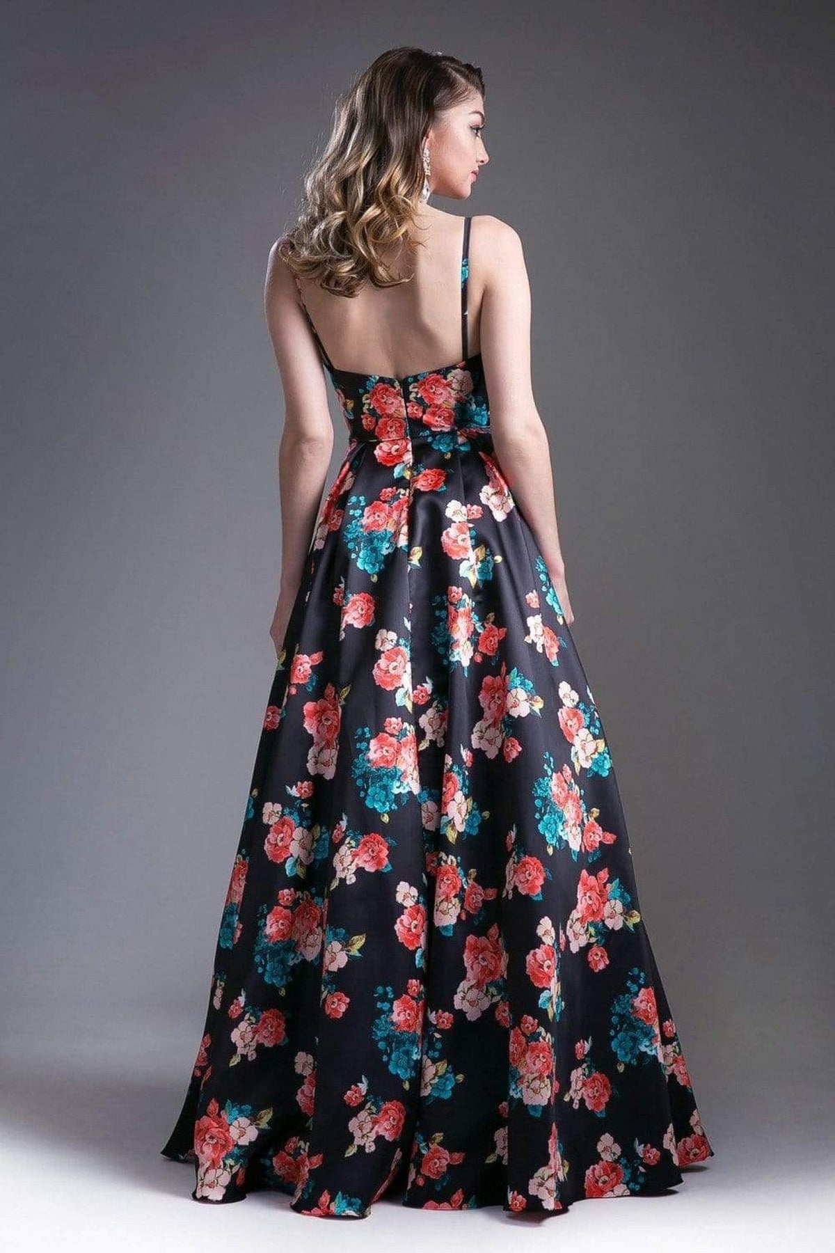 Cinderella Divine - Floral Sweetheart Pleated Evening Gown