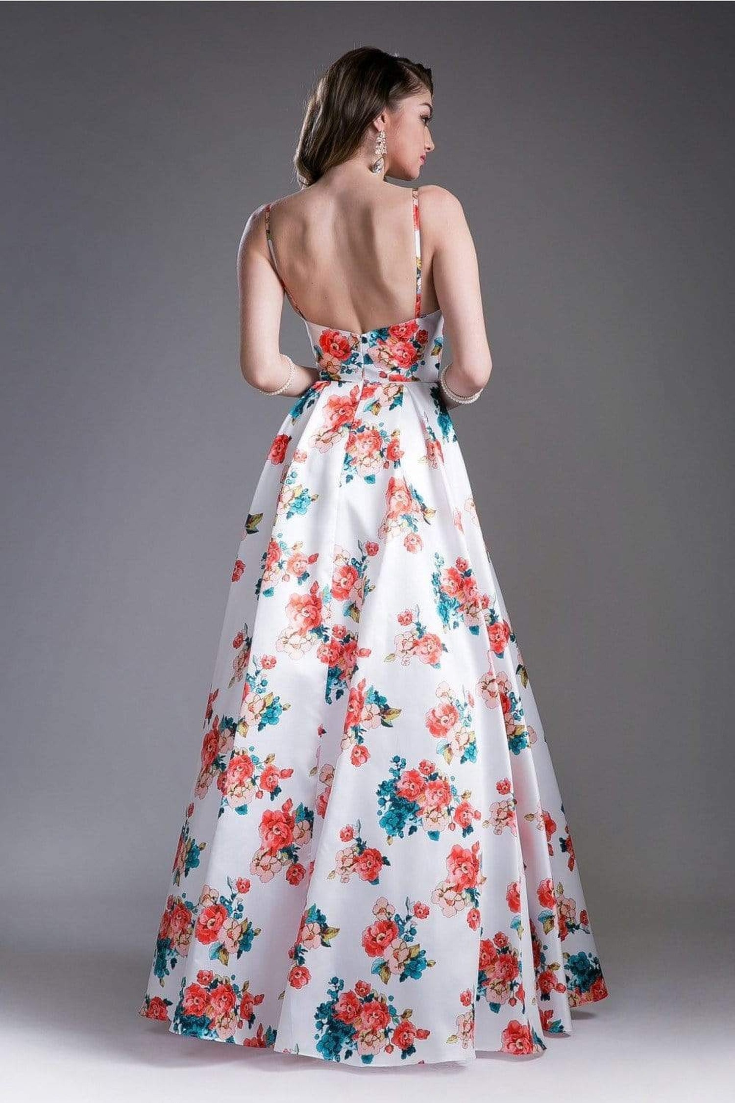 Cinderella Divine - Floral Sweetheart Pleated Evening Gown