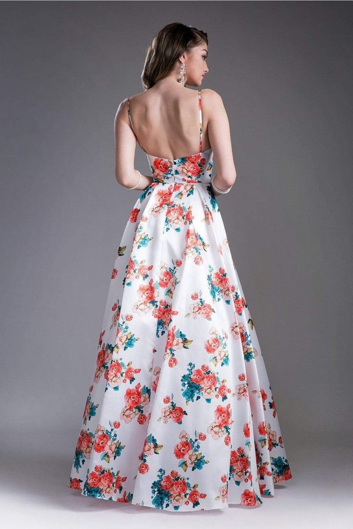 Cinderella Divine - Floral Sweetheart Pleated Evening Gown
