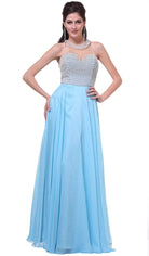 Cinderella Divine - High Halter Pearl Adorned Bodice Chiffon Gown - view 10