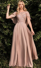 Cinderella Divine HT101 - Illusion Bateau Formal Dress - designer mother of the bride dress at Silhouette Dresses
