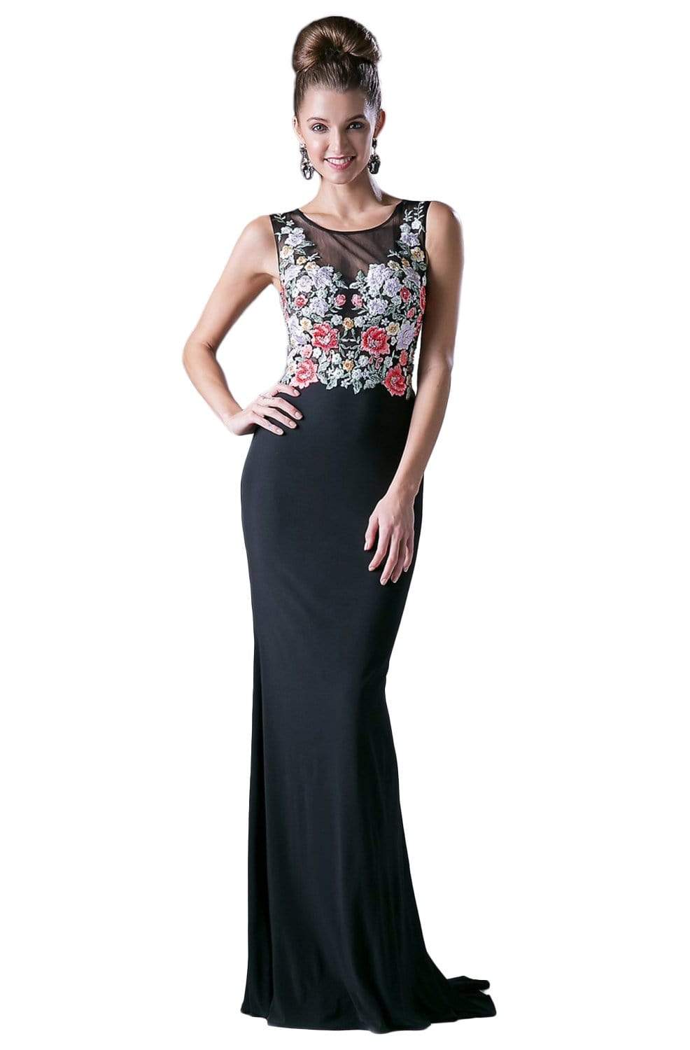 Cinderella Divine - HW11 Embroidered Long Sheath Dress - designer evening gown at Silhouette Dresses