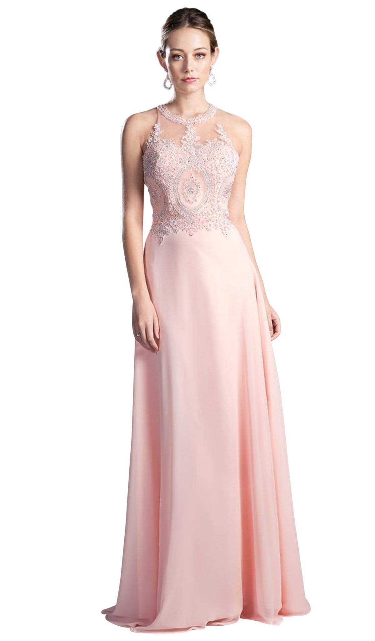Cinderella Divine - Illusion Jewel Tonal Appliqued Long Evening Gown - designer prom dress at Silhouette Dresses