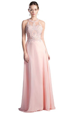 Cinderella Divine - Illusion Jewel Tonal Appliqued Long Evening Gown - designer prom dress at Silhouette Dresses