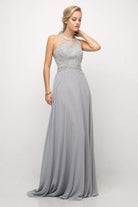 Cinderella Divine - Illusion Jewel Tonal Appliqued Long Evening Gown - view 9