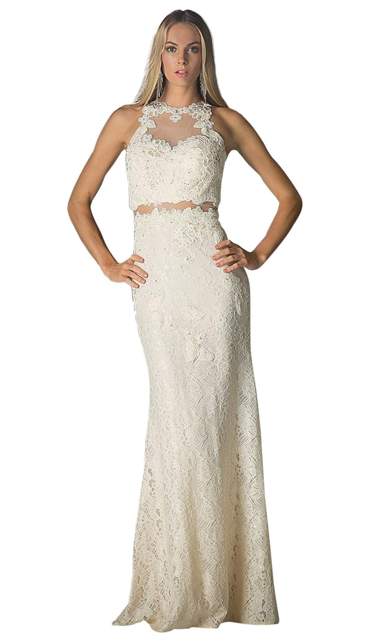 Cinderella Divine - Illusion Lace Appliqued Sheath Gown - view 4