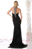Cinderella Divine - J727 Beaded Halter Sateen Trumpet Dress - back view