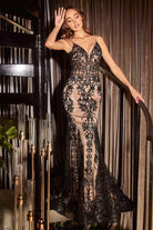 Cinderella Divine - J810 Shimmer Corset Bodice Mermaid Junior Prom Gown - back view