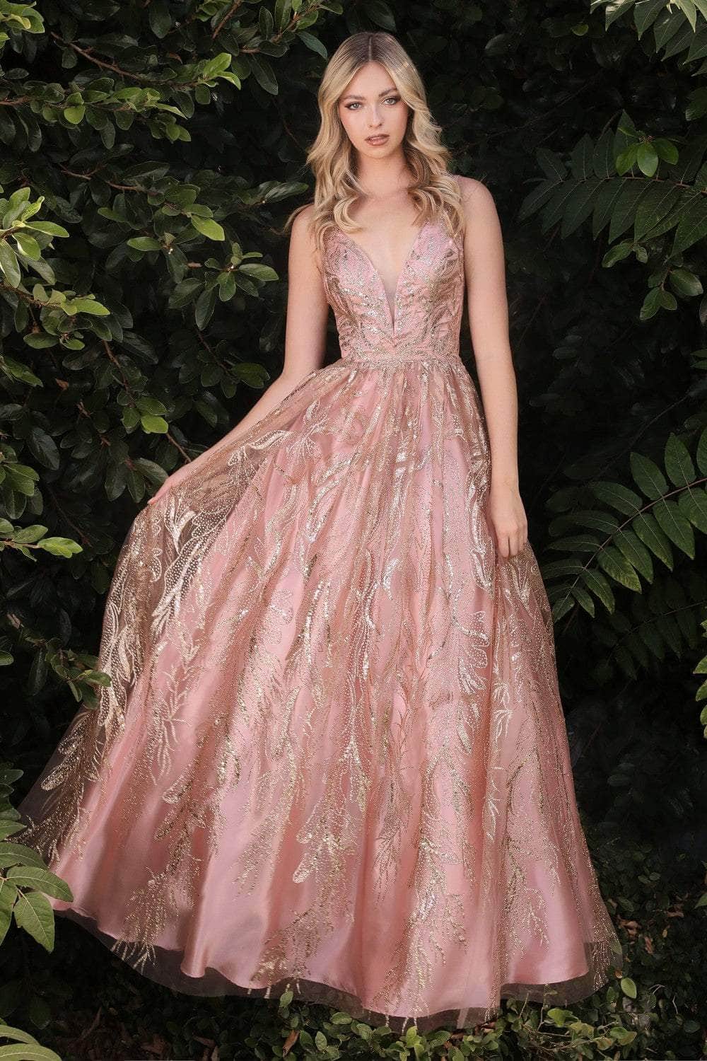 Cinderella Divine - J812 Glitter Embellished Junior Prom A-Line Gown - back view