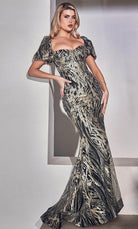 Cinderella Divine J833 - Off-Shoulder Glitter Evening Gown - designer prom dress at Silhouette Dresses