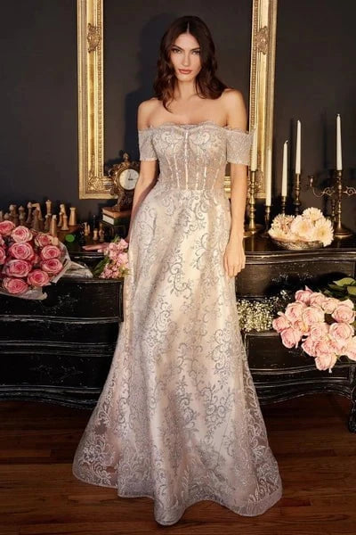 Cinderella Divine J835 - Glitter Satin Prom Dress - back view