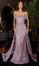 Cinderella Divine J836 - Tulle Off-Shoulder Evening Gown